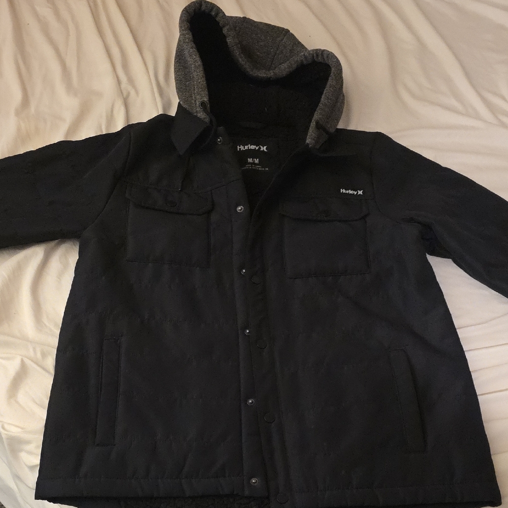 Hurley Black Lightweight Shirt Jacket Modern Minimalist Design